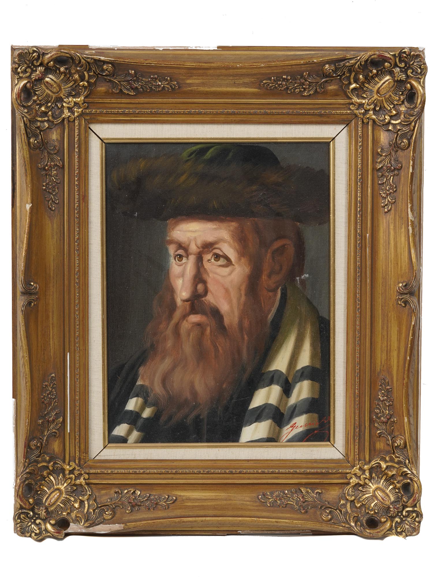 HUNGARIAN OIL PAINTING OF RABBI BY JENO GUSSICH